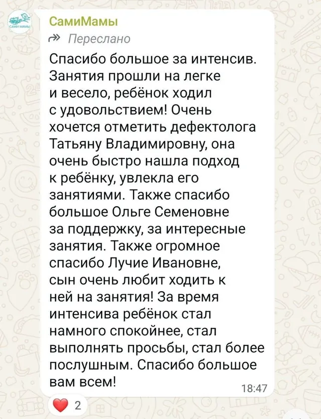 Отзыв о запуске речи в рамках интенсива в логоцентре